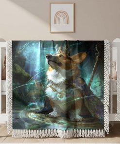Couverture Tissée Grand Corgi Noble Magique Fantaisie