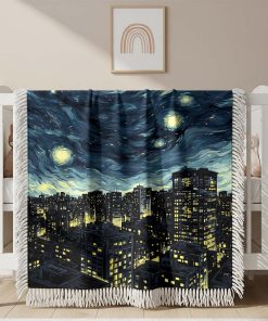 Alternative view of Couverture Tissée Ville Moderne Paisible la Nuit