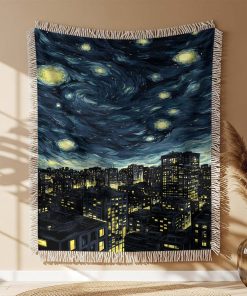 Couverture Tissée Ville Moderne Paisible la Nuit