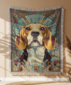 Alternative view of Couverture Tissée Beagle Graphique Art Nouveau