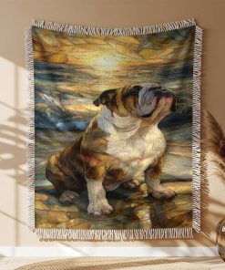 Alternative view of Couverture Tissée Peinture Bulldog Style Vitrail