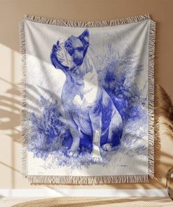 Alternative view of Couverture Tissée Peinture Bleue Bulldog