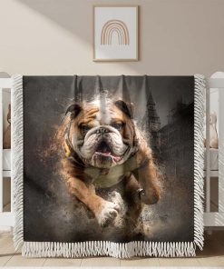 Couverture Tissée Bulldog Action de Football