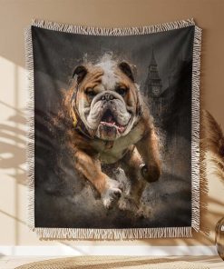 Alternative view of Couverture Tissée Bulldog Action de Football