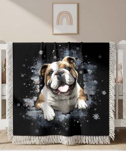 Couverture Tissée Bulldog à travers un Mur Brisé