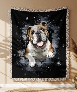 Alternative view of Couverture Tissée Bulldog à travers un Mur Brisé