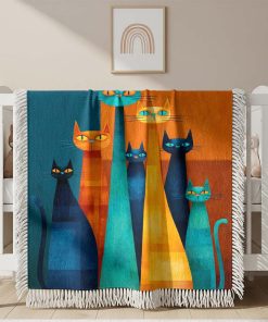Alternative view of Couverture Tissée Art Famille de Chats