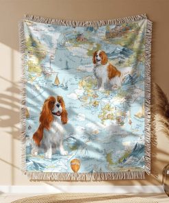 Alternative view of Couverture Tissée Cavalier King Charles Spaniels Kitsch Bleu