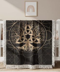 Alternative view of Couverture Tissée Arbre de Vie Celtique