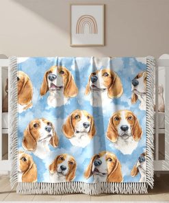 Couverture Tissée Motif Continu Beagle Mignon