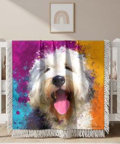 Couverture Tissée Petit Chien Blanc Mignon