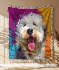 Alternative view of Couverture Tissée Petit Chien Blanc Mignon