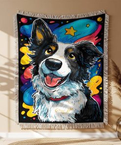 Alternative view of Couverture Tissée Border Collie Mignon Style Diamant