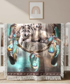 Alternative view of Couverture Tissée Loups Attrape-Rêves