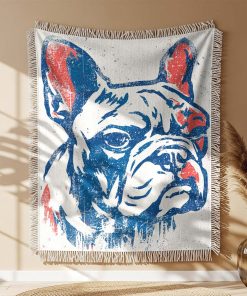 Alternative view of Couverture Tissée Peinture Rouge et Bleue Bulldog Anglais