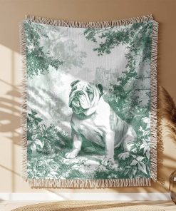 Alternative view of Couverture Tissée Dessin de Bulldog Anglais au Centre