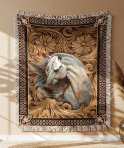 Alternative view of Couverture Tissée Art sur Bois Cheval