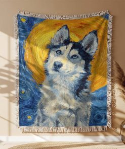 Couverture Tissée Chien Husky