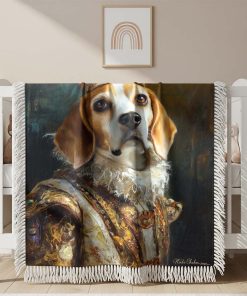 Couverture Tissée Peinture Beagle en Habits de Roi