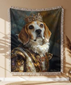 Alternative view of Couverture Tissée Peinture Beagle en Habits de Roi