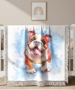 Couverture Tissée Bulldog Aquarelle Ludique