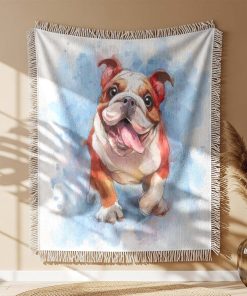 Alternative view of Couverture Tissée Bulldog Aquarelle Ludique