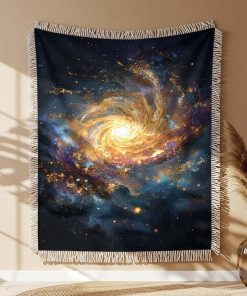 Couverture Tissée Galaxie Spirale avec la Lune