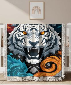 Couverture Tissée Tigre Blanc