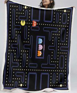 Plaid Pacman Game Map 01 Couverture Plaid Polaire Plaid Canapé
