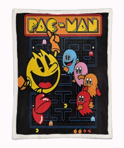 Alternative view of Plaid Pacman Game Map 02 Couverture Plaid Polaire Plaid Canapé