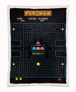 Alternative view of Plaid Pacman Game Map 03 Couverture Plaid Polaire Plaid Canapé