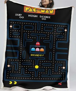 Plaid Pacman Game Map 03 Couverture Plaid Polaire Plaid Canapé