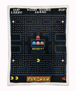 Alternative view of Plaid Pacman Game Map 04 Couverture Plaid Polaire Plaid Canapé