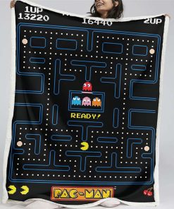 Plaid Pacman Game Map 04 Couverture Plaid Polaire Plaid Canapé