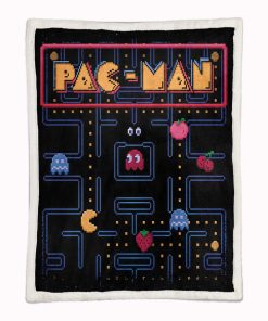 Alternative view of Plaid Pacman Game Map 05 Couverture Plaid Polaire Plaid Canapé