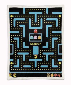 Alternative view of Plaid Pacman Game Map 06 Couverture Plaid Polaire Plaid Canapé