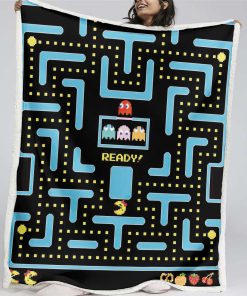 Plaid Pacman Game Map 06 Couverture Plaid Polaire Plaid Canapé
