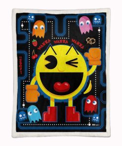 Alternative view of Plaid Pacman Game Map 07 Couverture Plaid Polaire Plaid Canapé