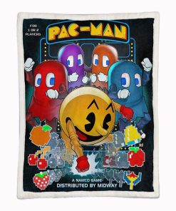 Alternative view of Plaid Pacman Game Map 08 Couverture Plaid Polaire Plaid Canapé