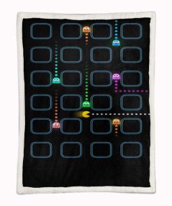 Alternative view of Plaid Pacman Game Map 09 Couverture Plaid Polaire Plaid Canapé