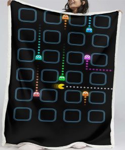 Plaid Pacman Game Map 09 Couverture Plaid Polaire Plaid Canapé