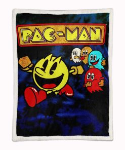 Alternative view of Plaid Pacman Game Map 10 Couverture Plaid Polaire Plaid Canapé