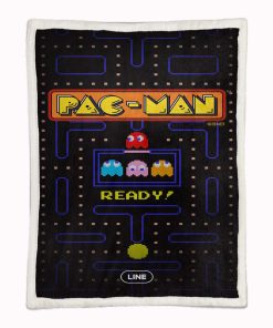 Alternative view of Plaid Pacman Game Map 11 Couverture Plaid Polaire Plaid Canapé