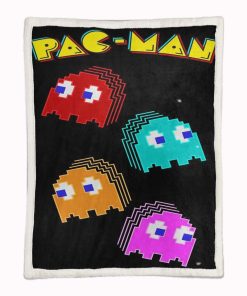 Alternative view of Plaid Pacman Game Map 12 Couverture Plaid Polaire Plaid Canapé