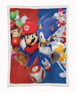 Alternative view of Plaid Super Mario And Sonic Couverture Plaid Polaire Plaid Canapé