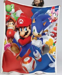 Plaid Super Mario And Sonic Couverture Plaid Polaire Plaid Canapé