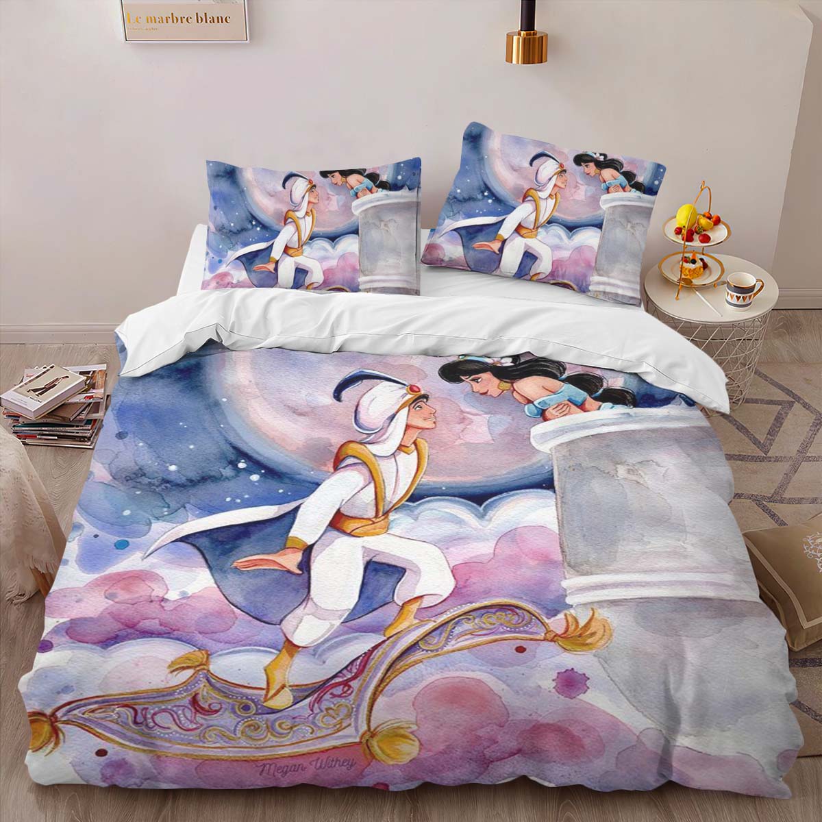 Housse De Couette Aladdin & Jasmine – Princesse Disney 02 Parure de lit Ensemble De Literie – Image 2