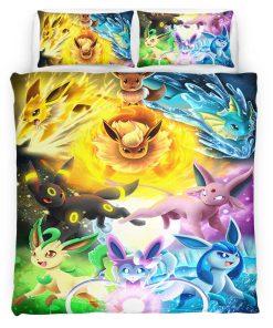 Housse De Couette Toutes les évolutions d’Évoli Pokémon 1004 Parure de lit Ensemble De Literie