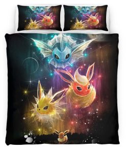 Housse De Couette Toutes les évolutions d’Évoli Pokémon 1005 Parure de lit Ensemble De Literie