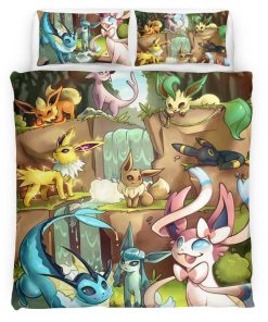 Housse De Couette Toutes les évolutions d’Évoli Pokémon 1007 Parure de lit Ensemble De Literie